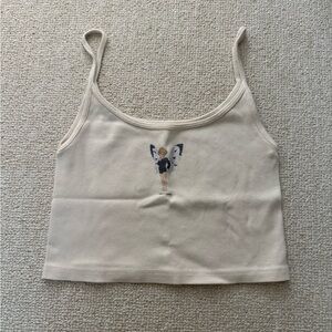 Brandy Melville Cream Tank Top with Angel Print